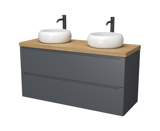 Тумба для ванной комнаты ЗОВ Дион, столешница туя, Графит мат 120 Тумба для ванной комнаты ЗОВ Дион, столешница туя, Графит мат 120