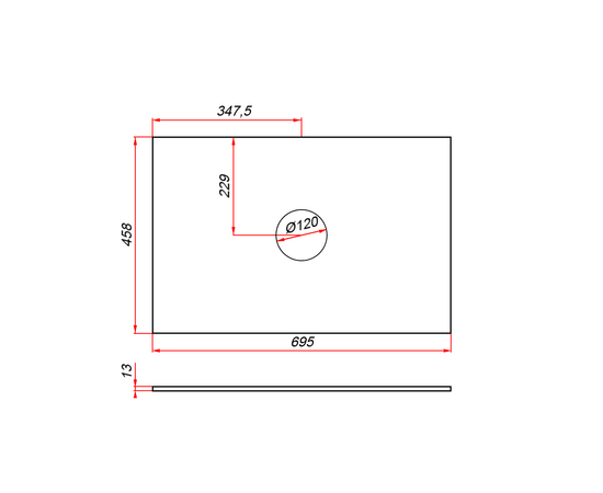 Столешница компакт-плита 13 Галифакс, 1 вырез, 695х458 мм