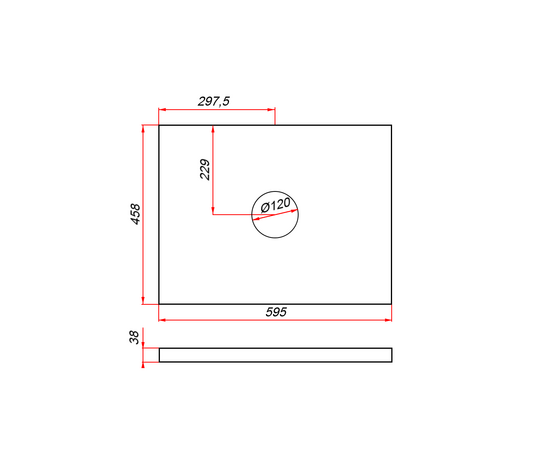 Столешница пластик HPL 38 Туя, 1 вырез, 595х458 мм Столешница пластик HPL 38 Туя, 1 вырез, 595х458 мм
