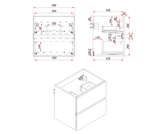 Тумба для ванной комнаты ЗОВ Лира, с раковиной, Грифель глянец 60 - Изображение 4 Тумба для ванной комнаты ЗОВ Лира, с раковиной, Грифель глянец 60 - Изображение 4
