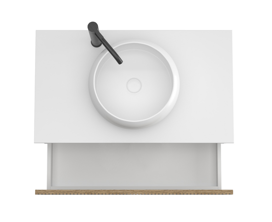 Тумба для ванной комнаты ЗОВ Кито, белая столешница, Белый/Тростник 70 - Изображение 2