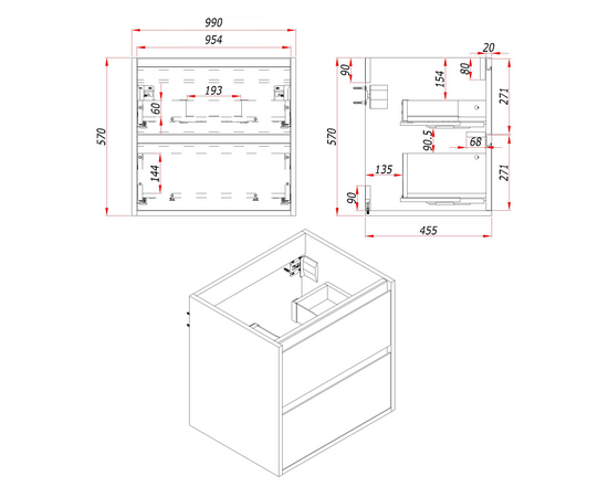 Тумба для ванной комнаты ЗОВ Парма, с раковиной, Белый мат 100 - Изображение 4