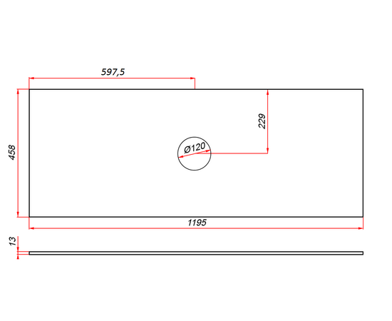 Столешница компакт-плита 13 Галифакс, 1 вырез, 1195х458 мм - Изображение 2 Столешница компакт-плита 13 Галифакс, 1 вырез, 1195х458 мм - Изображение 2