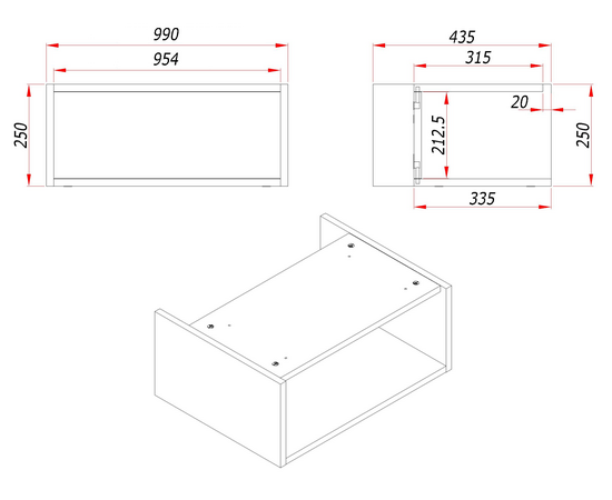 Тумба для ванной комнаты ЗОВ Кито-2, под столешницу, Белый мат 100 - Изображение 6 Тумба для ванной комнаты ЗОВ Кито-2, под столешницу, Белый мат 100 - Изображение 6