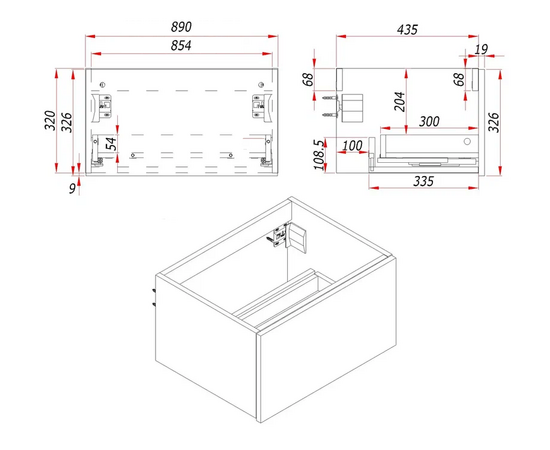 Тумба для ванной комнаты ЗОВ Кито, под столешницу, Аттик/Белый мат 90 - Изображение 5 Тумба для ванной комнаты ЗОВ Кито, под столешницу, Аттик/Белый мат 90 - Изображение 5