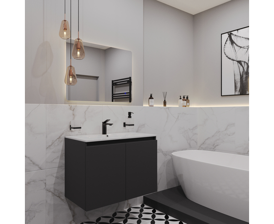 Тумба для ванной ЗОВ Монови, с раковиной, подвесная, Антрацит 60 - Изображение 3