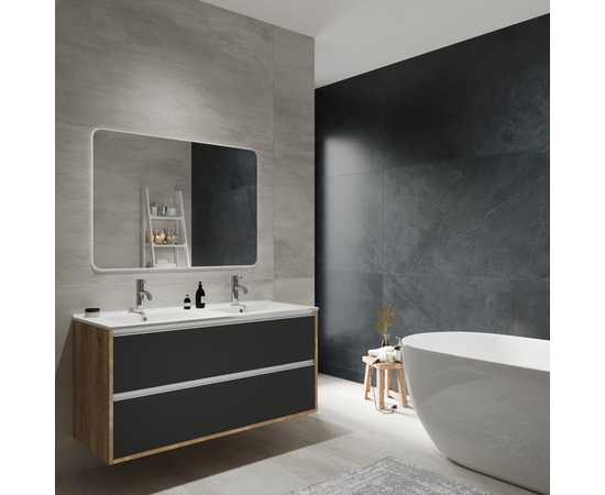 Тумба для ванной комнаты ЗОВ Парма, с раковиной, Дуб/Черный 120 - Изображение 3 Тумба для ванной комнаты ЗОВ Парма, с раковиной, Дуб/Черный 120 - Изображение 3