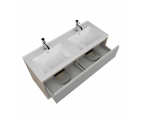 Тумба для ванной комнаты ЗОВ Парма, с раковиной, Сталь/Каштан 120 - Изображение 2