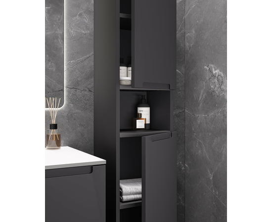 Шкаф-пенал для ванной комнаты ЗОВ Дион, Графит мат 150 - Изображение 2 Шкаф-пенал для ванной комнаты ЗОВ Дион, Графит мат 150 - Изображение 2