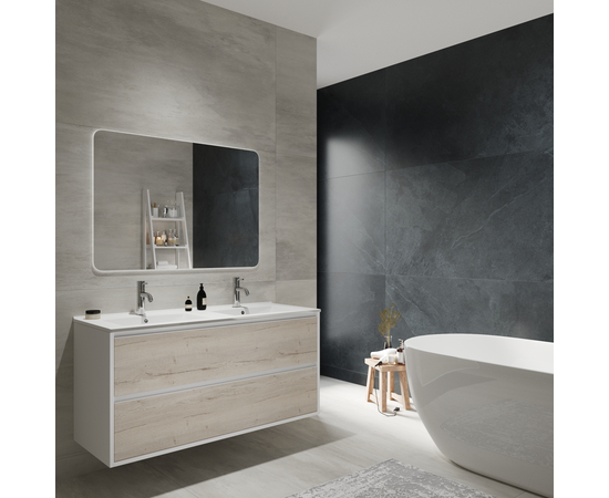 Тумба для ванной комнаты ЗОВ Парма, с раковиной, Белый/Белый галифакс 120 - Изображение 3 Тумба для ванной комнаты ЗОВ Парма, с раковиной, Белый/Белый галифакс 120 - Изображение 3