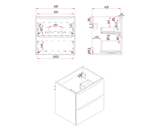 Тумба для ванной комнаты ЗОВ Дион, с раковиной, Белый глянец/Дуб 70 - Изображение 5 Тумба для ванной комнаты ЗОВ Дион, с раковиной, Белый глянец/Дуб 70 - Изображение 5