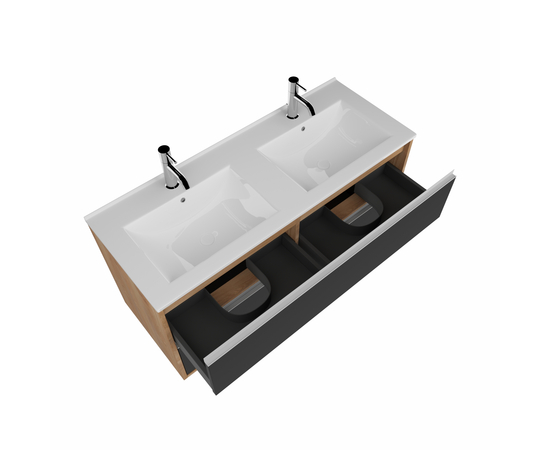 Тумба для ванной комнаты ЗОВ Парма, с раковиной, Дуб/Черный 120 Тумба для ванной комнаты ЗОВ Парма, с раковиной, Дуб/Черный 120