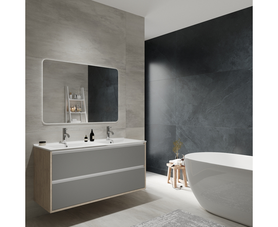 Тумба для ванной комнаты ЗОВ Парма, с раковиной, Сталь/Каштан 120 - Изображение 4