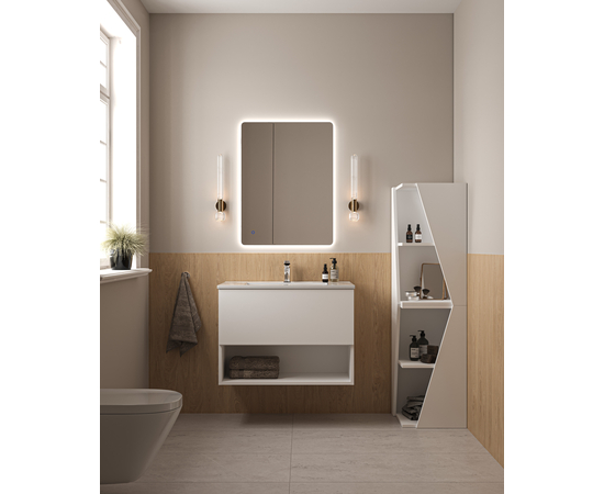 Тумба для ванной комнаты ЗОВ Кито-2, с раковиной, Белый мат 80 - Изображение 4