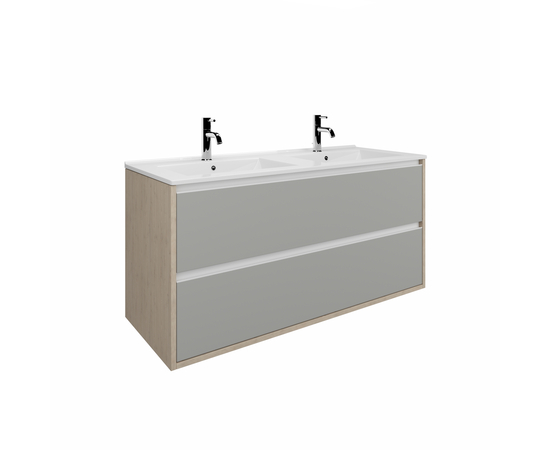 Тумба для ванной комнаты ЗОВ Парма, с раковиной, Сталь/Каштан 120