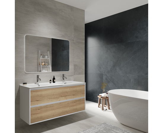 Тумба для ванной комнаты ЗОВ Парма, с раковиной, Белый/Галифакс 120 - Изображение 3