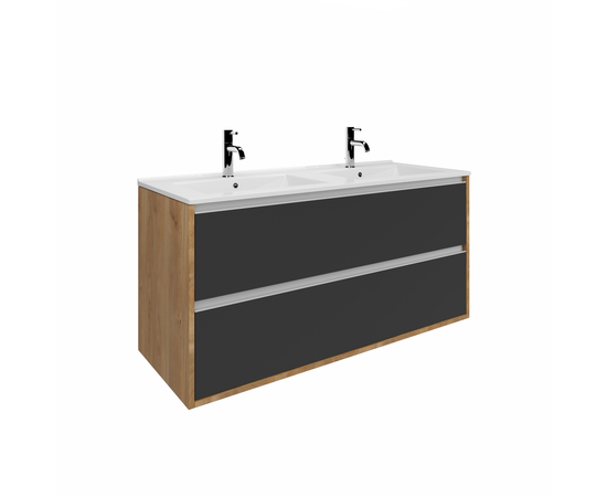 Тумба для ванной комнаты ЗОВ Парма, с раковиной, Дуб/Черный 120 Тумба для ванной комнаты ЗОВ Парма, с раковиной, Дуб/Черный 120