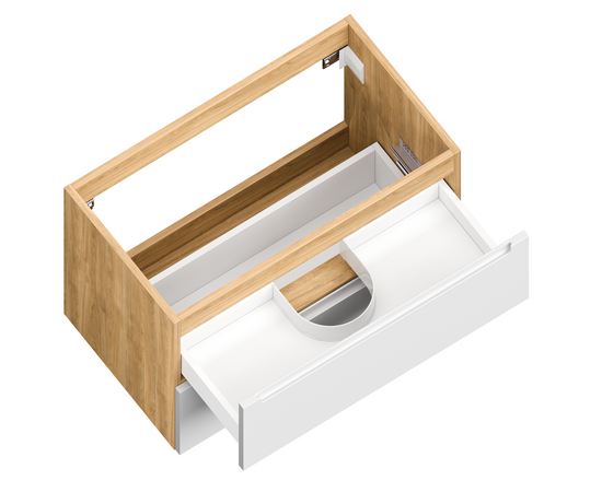 Тумба для ванной комнаты ЗОВ Дион, под раковину, Белый мат/Дуб 80 Тумба для ванной комнаты ЗОВ Дион, под раковину, Белый мат/Дуб 80