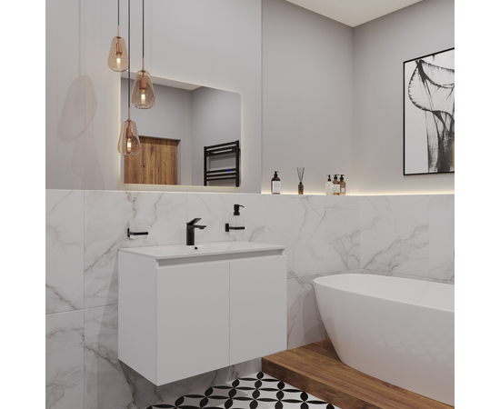 Тумба для ванной ЗОВ Монови, под раковину, подвесная, Белая 60 - Изображение 2