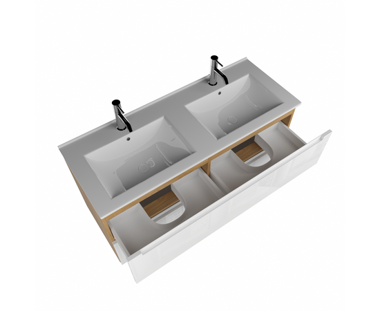 Тумба для ванной комнаты ЗОВ Дион, с раковиной, Белый глянец/Дуб 120 Тумба для ванной комнаты ЗОВ Дион, с раковиной, Белый глянец/Дуб 120