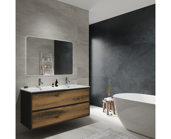 Тумба для ванной комнаты ЗОВ Парма, с раковиной, Антрацит/Аттик 120 - Изображение 4