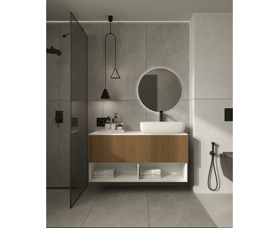 Тумба для ванной комнаты ЗОВ Кито-2, под столешницу, Белый/Тростник 120 - Изображение 6 Тумба для ванной комнаты ЗОВ Кито-2, под столешницу, Белый/Тростник 120 - Изображение 6