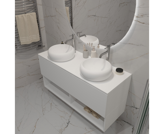 Тумба для ванной комнаты ЗОВ Кито-2, под столешницу, Белый мат 120 - Изображение 5 Тумба для ванной комнаты ЗОВ Кито-2, под столешницу, Белый мат 120 - Изображение 5