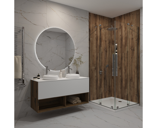 Тумба для ванной комнаты ЗОВ Кито-2, белая столешница, Аттик/Белый мат 120 - Изображение 7 Тумба для ванной комнаты ЗОВ Кито-2, белая столешница, Аттик/Белый мат 120 - Изображение 7