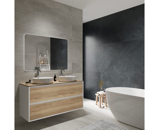 Тумба для ванной комнаты ЗОВ Парма, столешница галифакс, Белый/Галифакс 120 - Изображение 3