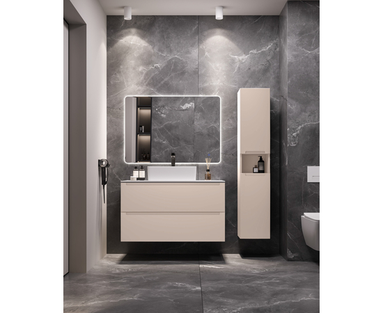 Тумба для ванной комнаты ЗОВ Дион, белая столешница, Беж глянец 70 - Изображение 3 Тумба для ванной комнаты ЗОВ Дион, белая столешница, Беж глянец 70 - Изображение 3