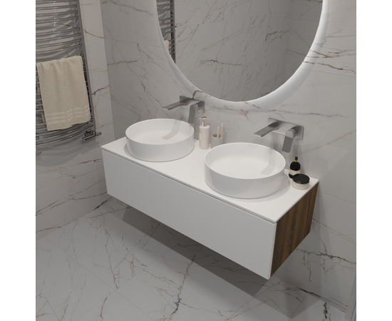 Тумба для ванной комнаты ЗОВ Кито, под столешницу, Аттик/Белый мат 120 - Изображение 3 Тумба для ванной комнаты ЗОВ Кито, под столешницу, Аттик/Белый мат 120 - Изображение 3