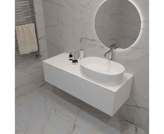 Тумба для ванной комнаты ЗОВ Кито, под столешницу, Белый мат 120 - Изображение 4 Тумба для ванной комнаты ЗОВ Кито, под столешницу, Белый мат 120 - Изображение 4
