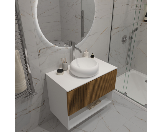 Тумба для ванной комнаты ЗОВ Кито-2, под столешницу, Белый/Тростник 80 - Изображение 4 Тумба для ванной комнаты ЗОВ Кито-2, под столешницу, Белый/Тростник 80 - Изображение 4