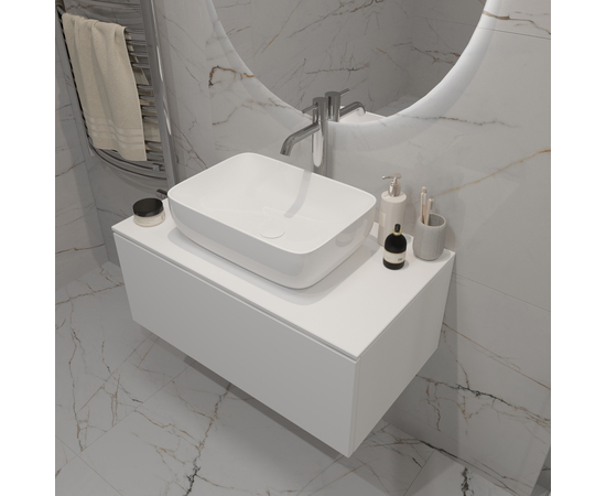 Тумба для ванной комнаты ЗОВ Кито, белая столешница, Белый мат 90 - Изображение 5 Тумба для ванной комнаты ЗОВ Кито, белая столешница, Белый мат 90 - Изображение 5