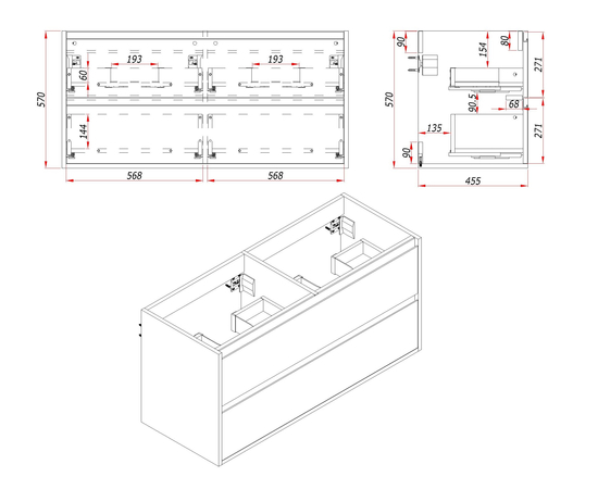 Тумба для ванной комнаты ЗОВ Парма, белая столешница, Белый/Галифакс 120 - Изображение 4 Тумба для ванной комнаты ЗОВ Парма, белая столешница, Белый/Галифакс 120 - Изображение 4