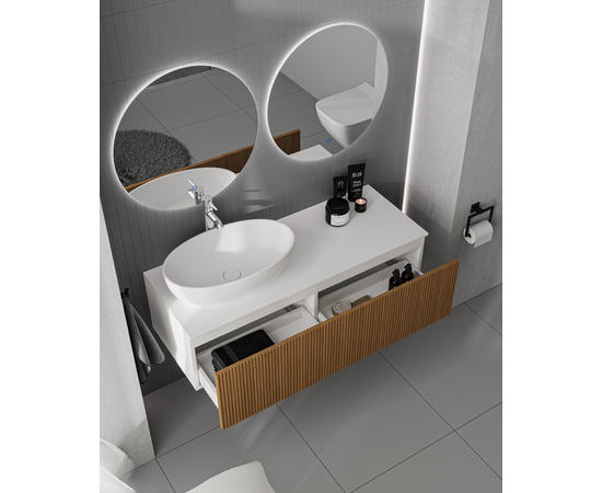 Тумба для ванной комнаты ЗОВ Кито-2, под столешницу, Белый/Тростник 120 - Изображение 4 Тумба для ванной комнаты ЗОВ Кито-2, под столешницу, Белый/Тростник 120 - Изображение 4