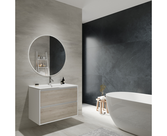 Тумба для ванной комнаты ЗОВ Парма, с раковиной, Белый/Белый галифакс 90 - Изображение 3 Тумба для ванной комнаты ЗОВ Парма, с раковиной, Белый/Белый галифакс 90 - Изображение 3