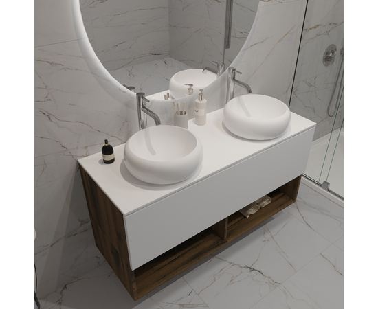 Тумба для ванной комнаты ЗОВ Кито-2, под столешницу, Аттик/Белый мат 120 - Изображение 4 Тумба для ванной комнаты ЗОВ Кито-2, под столешницу, Аттик/Белый мат 120 - Изображение 4