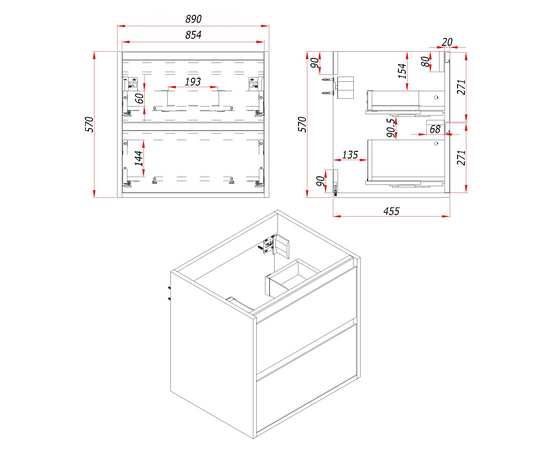 Тумба для ванной комнаты ЗОВ Парма, с раковиной, Белый/Белый галифакс 90 - Изображение 4 Тумба для ванной комнаты ЗОВ Парма, с раковиной, Белый/Белый галифакс 90 - Изображение 4