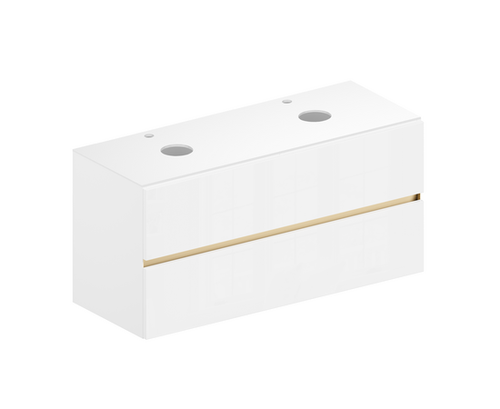 Тумба для ванной комнаты ЗОВ Лира, белая столешница, Белый глянец 120 Тумба для ванной комнаты ЗОВ Лира, белая столешница, Белый глянец 120