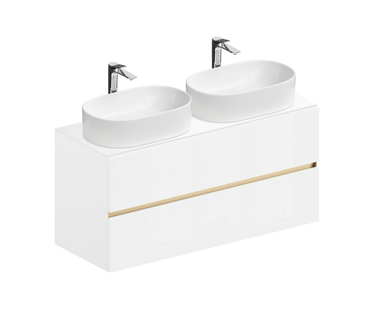 Тумба для ванной комнаты ЗОВ Лира, белая столешница, Белый глянец 120 Тумба для ванной комнаты ЗОВ Лира, белая столешница, Белый глянец 120