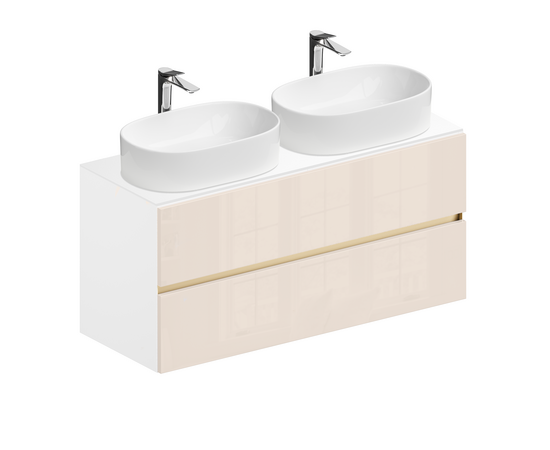 Тумба для ванной комнаты ЗОВ Лира, белая столешница, Тальк 120 Тумба для ванной комнаты ЗОВ Лира, белая столешница, Тальк 120