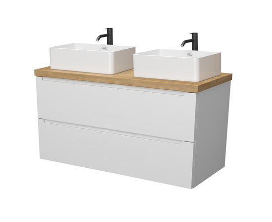 Тумба для ванной комнаты ЗОВ Дион, столешница туя, Белый мат 120 Тумба для ванной комнаты ЗОВ Дион, столешница туя, Белый мат 120