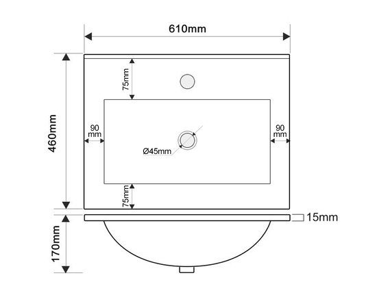 Тумба для ванной комнаты ЗОВ Парма, с раковиной, Антрацит/Аттик 60 - Изображение 5
