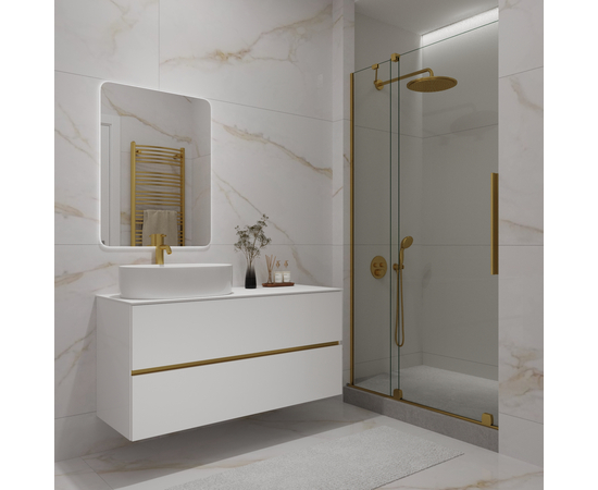 Тумба для ванной комнаты ЗОВ Лира, белая столешница, Белый глянец 120 - Изображение 4 Тумба для ванной комнаты ЗОВ Лира, белая столешница, Белый глянец 120 - Изображение 4