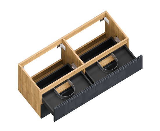 Тумба для ванной комнаты ЗОВ Дион, под раковину, Графит глянец/Дуб 120 Тумба для ванной комнаты ЗОВ Дион, под раковину, Графит глянец/Дуб 120