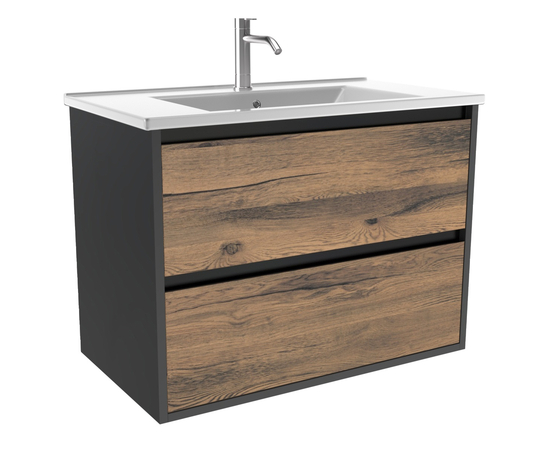 Тумба для ванной комнаты ЗОВ Парма, с раковиной, Антрацит/Аттик 80