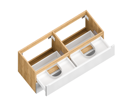 Тумба для ванной комнаты ЗОВ Дион, под раковину, Белый глянец/Дуб 120 Тумба для ванной комнаты ЗОВ Дион, под раковину, Белый глянец/Дуб 120