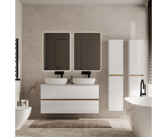 Тумба для ванной комнаты ЗОВ Лира, белая столешница, Белый глянец 120 - Изображение 5 Тумба для ванной комнаты ЗОВ Лира, белая столешница, Белый глянец 120 - Изображение 5