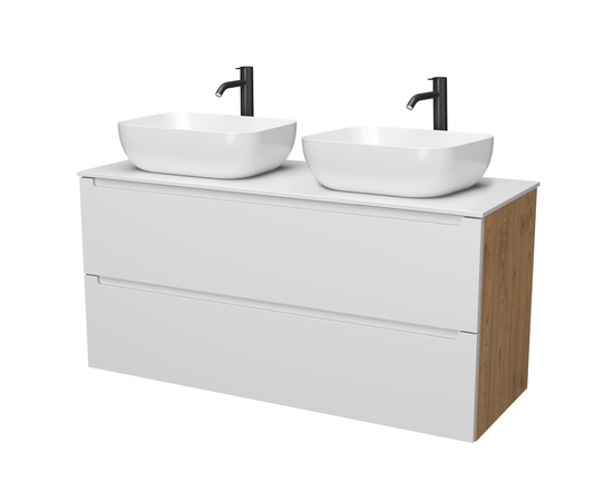 Тумба для ванной комнаты ЗОВ Дион, белая столешница, Белый мат/Дуб 120 Тумба для ванной комнаты ЗОВ Дион, белая столешница, Белый мат/Дуб 120